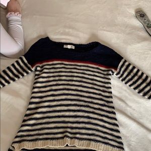 Navy blue and white striped sweater